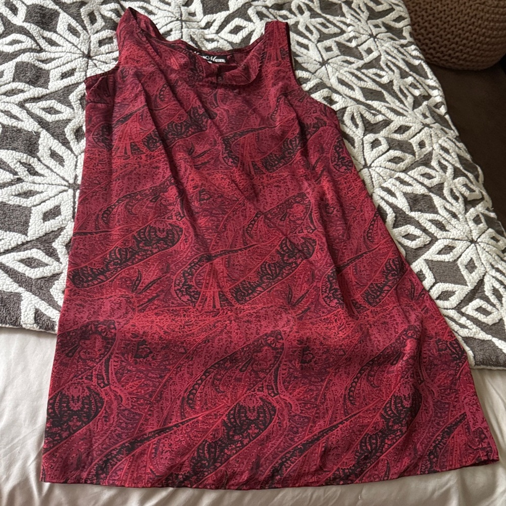 Meghan Matthews Red and Black Paisley Dress with a matching jacket size 12
